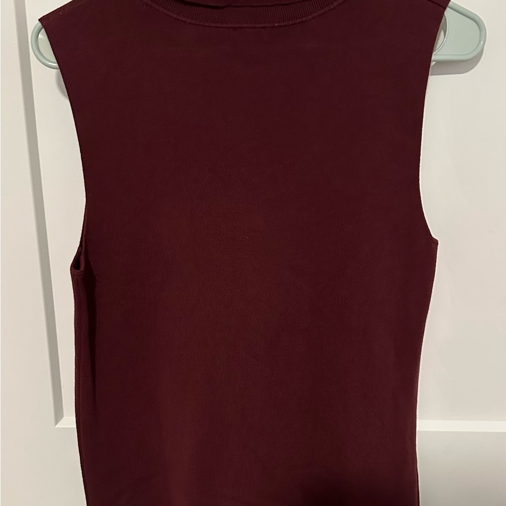 Talbots Petites Burgundy Sleeveless Turtleneck Knit Top - Picture 4 of 11